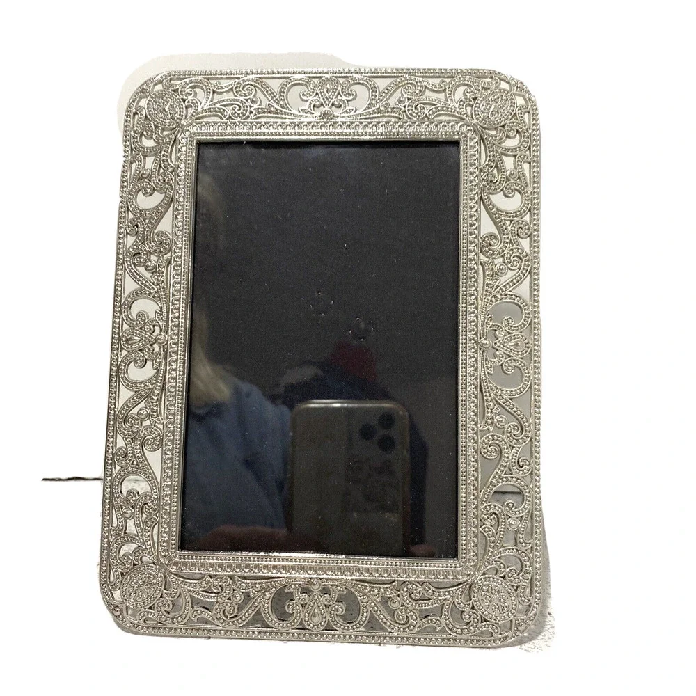 Sheffield Home Photo Frame 4 X 6 Ornate Silver Toned Textured Filigree Pattern